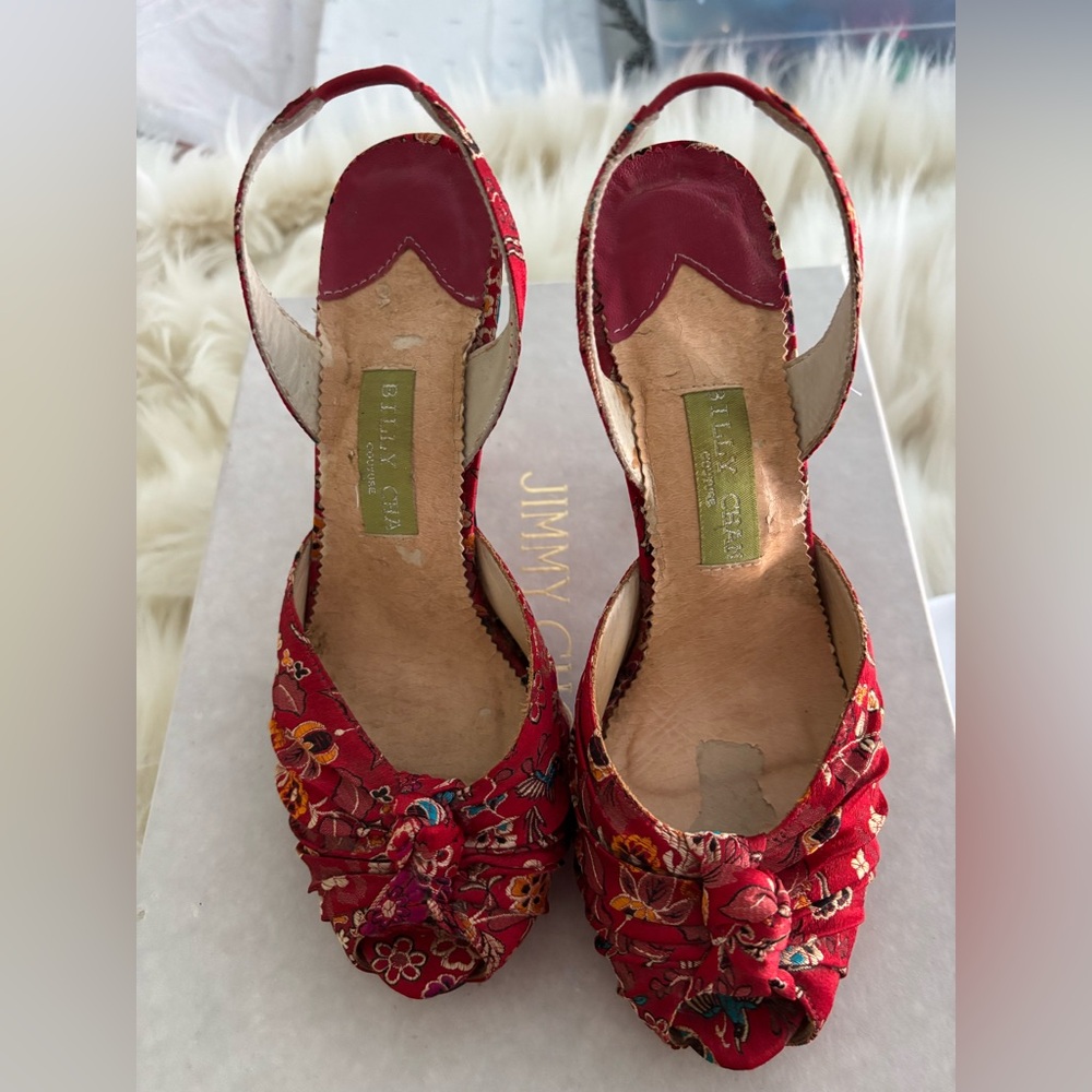 Billy Chan Couture Red Peep Toe Stilettos